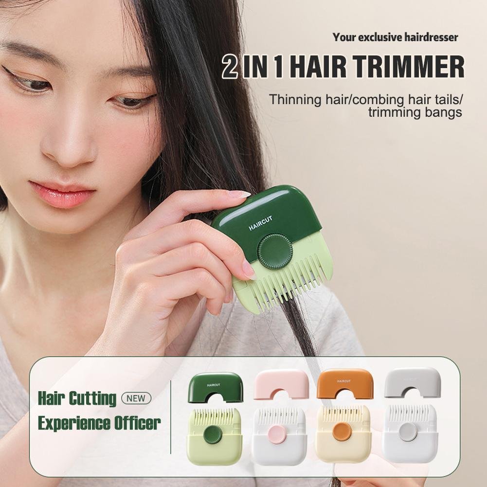 2 In 1 Hair Trimmer Bangs Trimmer  Mini Manual Hair Trimmer Comb Hair Razor Comb Cutter Portable Hair Cutting Comb Haircut Tool