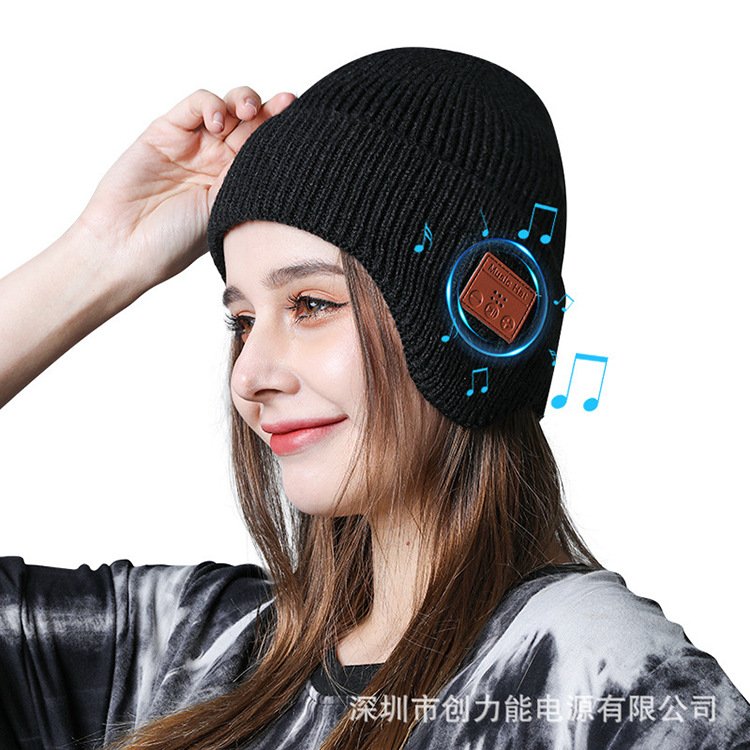 Wireless 5.0 Bluetooth Headset Cap Outdoor Warm Music Wrap Ear Cap
