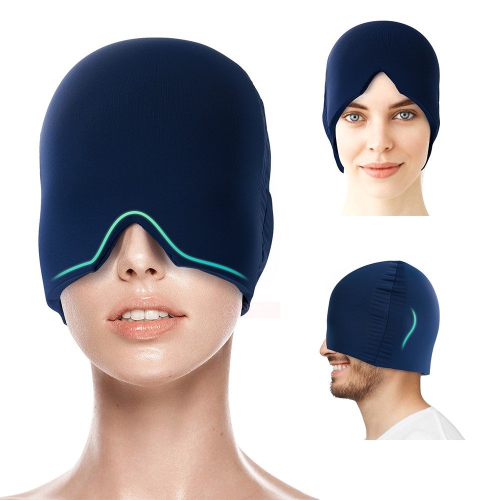 Migraine Cold Hot Compress Headgear Headache Hat Retractable Ice Gel Headache Relief Cap