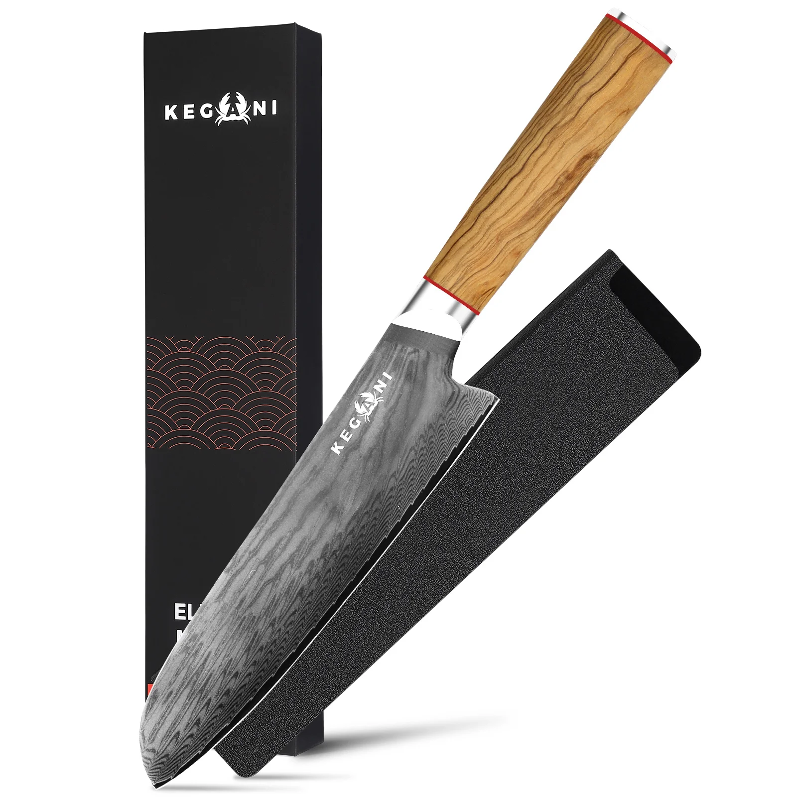 Kegani Kiritsuke Knife – 8 Inch Professional Japanese Chef’s Knife, 67 Layers AUS-10 Damascus Steel Kitchen Ultra-Sharp Knife – D-Shaped Handle