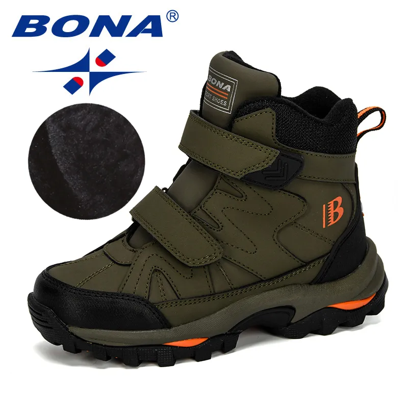 BONA New Popular Style Winter Children’s Snow Boots Boys Girls Fashion Waterproof Warm Shoes Kids Thick Mid Non-Slip Boots