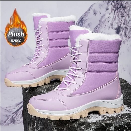 Women’s Boots Winter Plush Snow Boots Outdoor Anti Slip Hiking Shoes Women’s Warm And Waterproof Boots Fashion Warm Snow Shoes