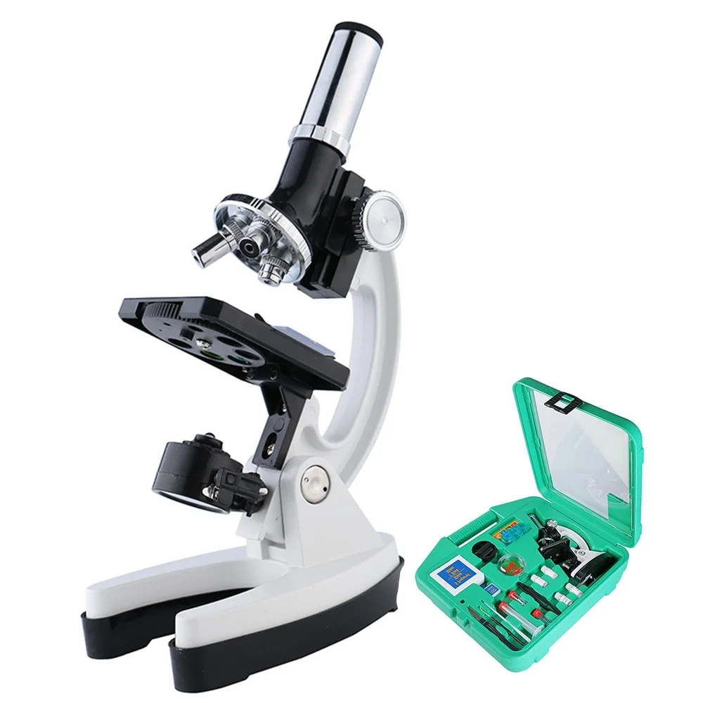 1200X Digital Microscope Set with Accessories Kit for Children Kids Students Gift All-Metal 100X 600X 1200X White Microscope