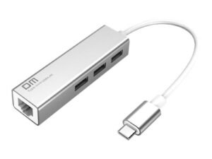 DM USB C to Ethernet  with Type C USB 2.0 HUB 3 Ports RJ45 Network Card Lan Adapter for Macbook USB-C Type