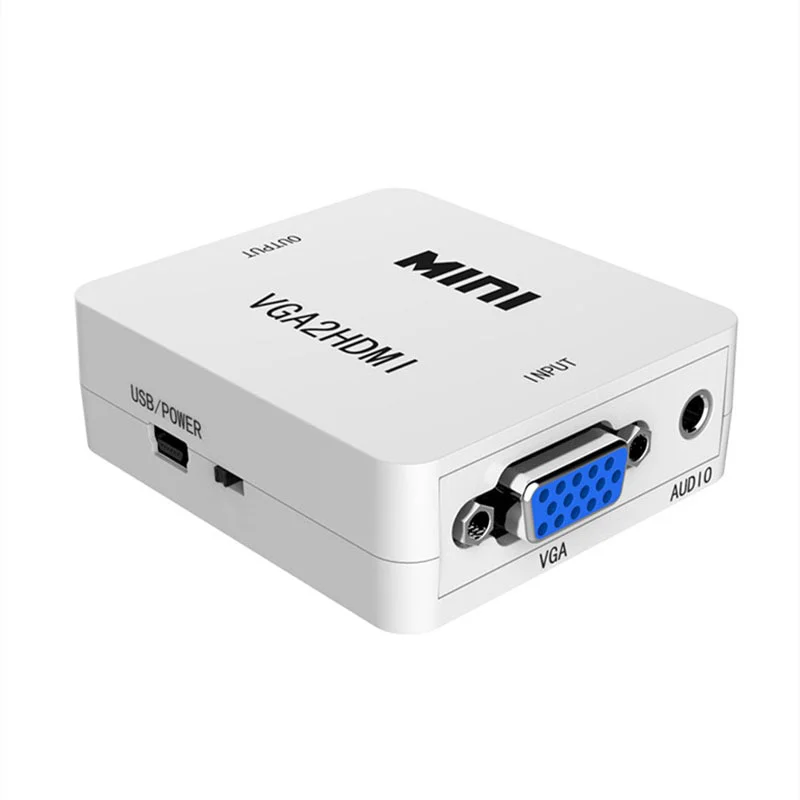 VGA to HDMI Adapter Mini Converter with Audio VGA HDMI 1080p for Projector PC HDTV Monitor TV-box