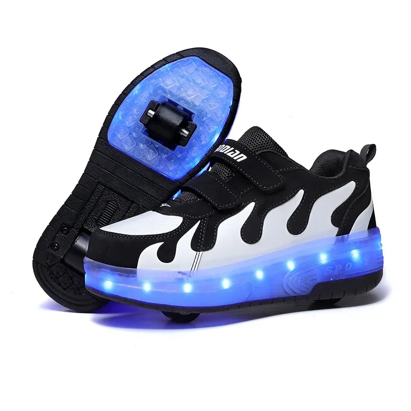 Double-wheeled Heelys Shoes LED Light Shoes Luminous Men’s And Women’s Roller Skates Boys And Girls Gift Casual Sports Shoes