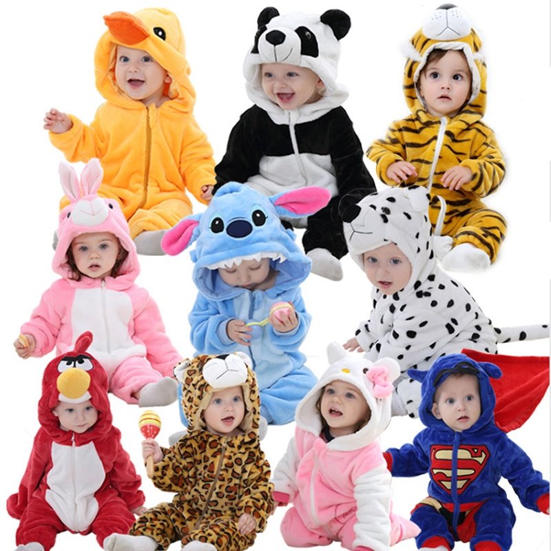 Cute Cartoon Flannel Baby Rompers Novelty Rabbit Cotton Baby Boys Girls Animal Rompers Stitch Baby’s Sets kigurumi New born