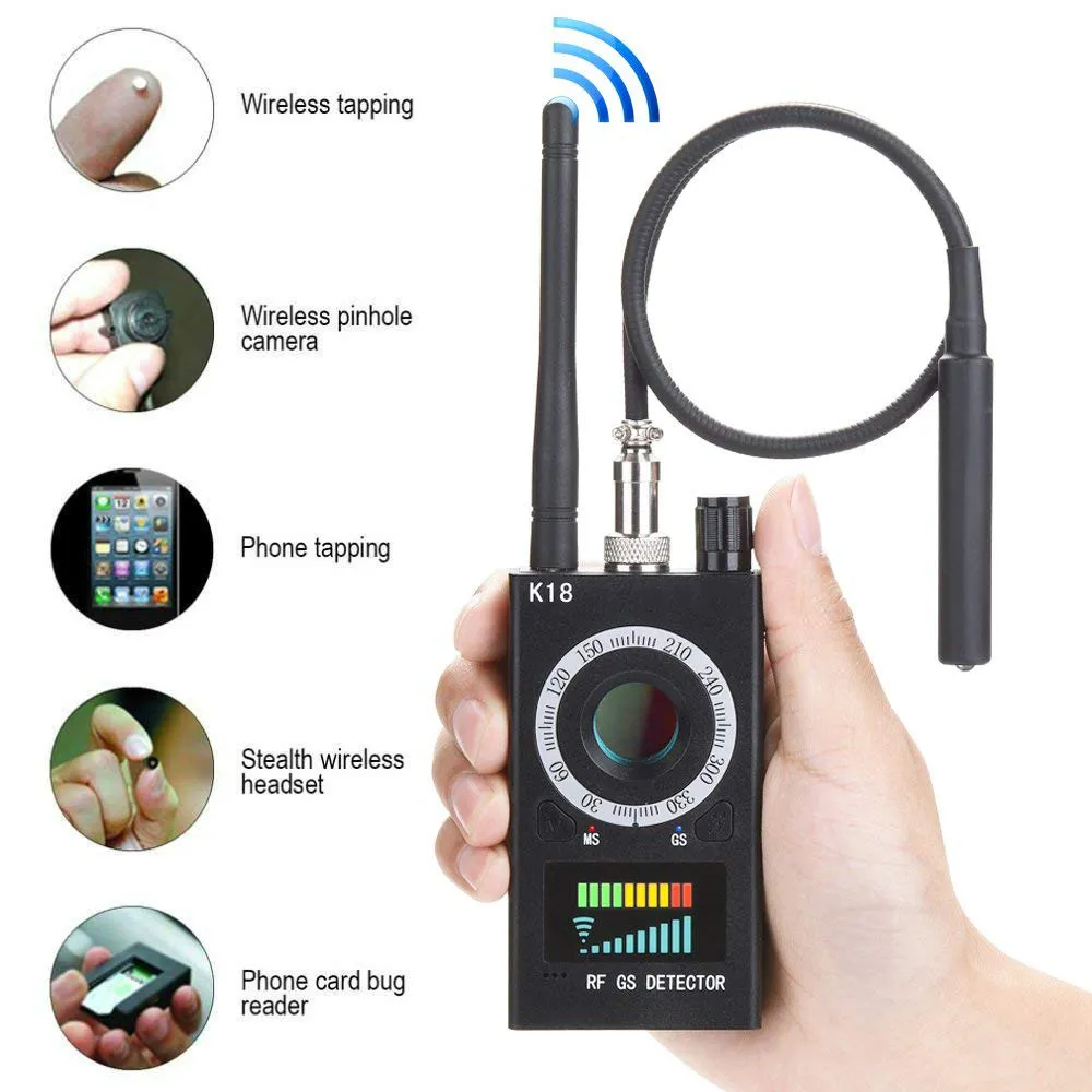 K18 Multi-function Anti-spy Detector Camera GSM Audio Bug Finder GPS Signal Lens RF Tracker Detect Wireless Products 1MHz-6.5GHz