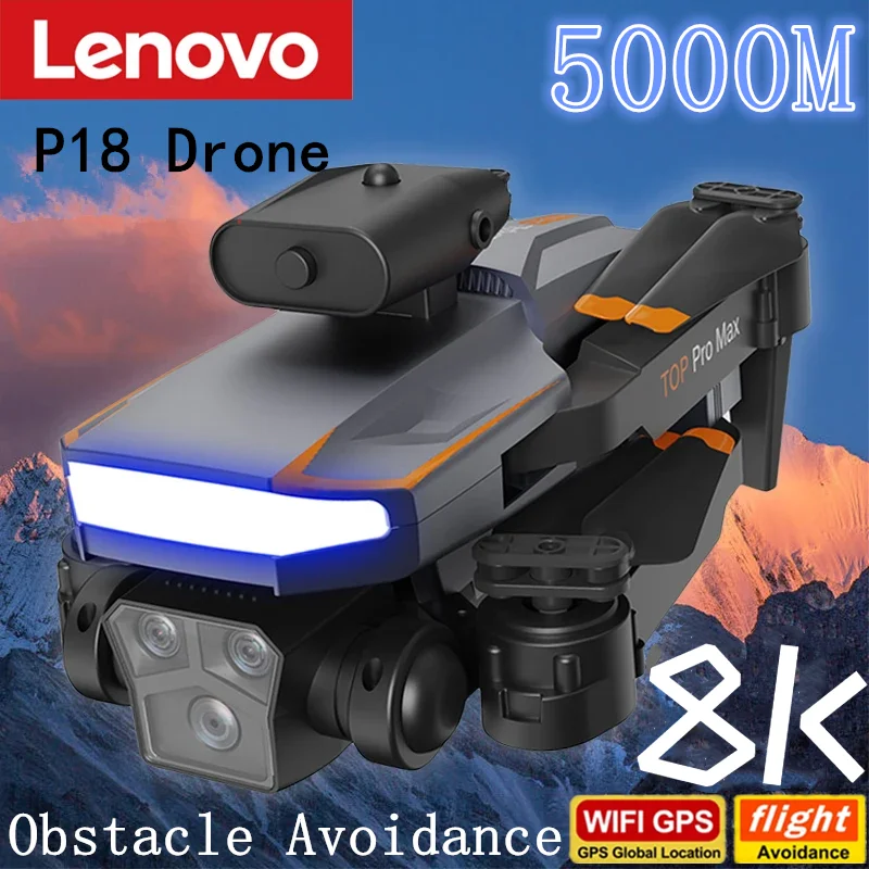 Lenovo P18 Promax Drone 8K Professinal Three-Camera Wide-Angle Optical Flow Positioning Four-Way Obstacle Avoidance Quadcopter