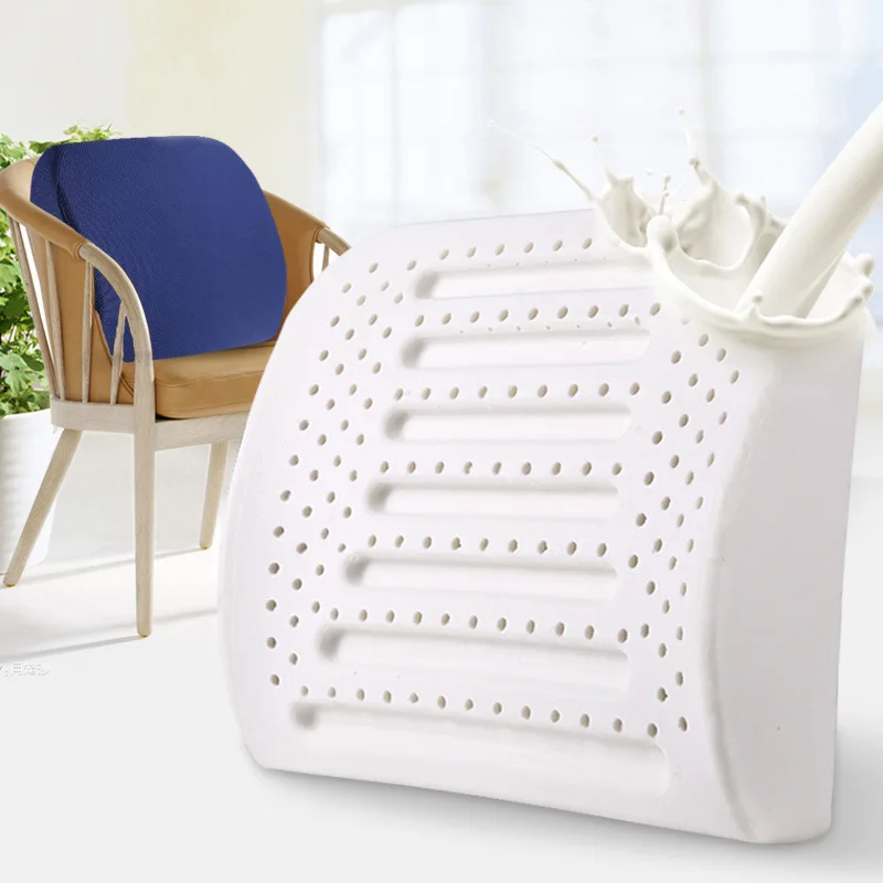 Thailand Natural Latex Office Chair Cushion Back Support Cushion Massage Waist Orthopedic Pillow Car Seat Lumbar Pad Pain Relief