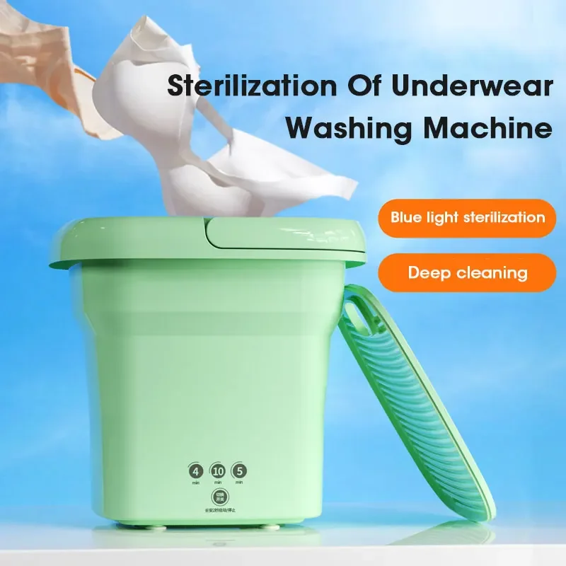 Folding Washing Machine With Dryer Bucket for Clothes Socks Underwear Cleaning Washer Mini Small Travel
