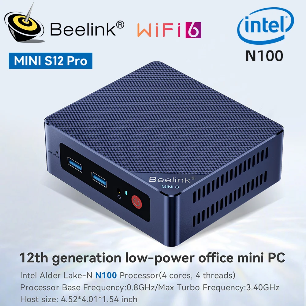 Beelink Mini S12 Pro Gamer Mini PC Intel 12th Gen N95 N100 DDR4 8GB 256GB 16GB 500GB SSD 2.4G&5G Dual Wifi BT5.2 1000M LAN NVME
